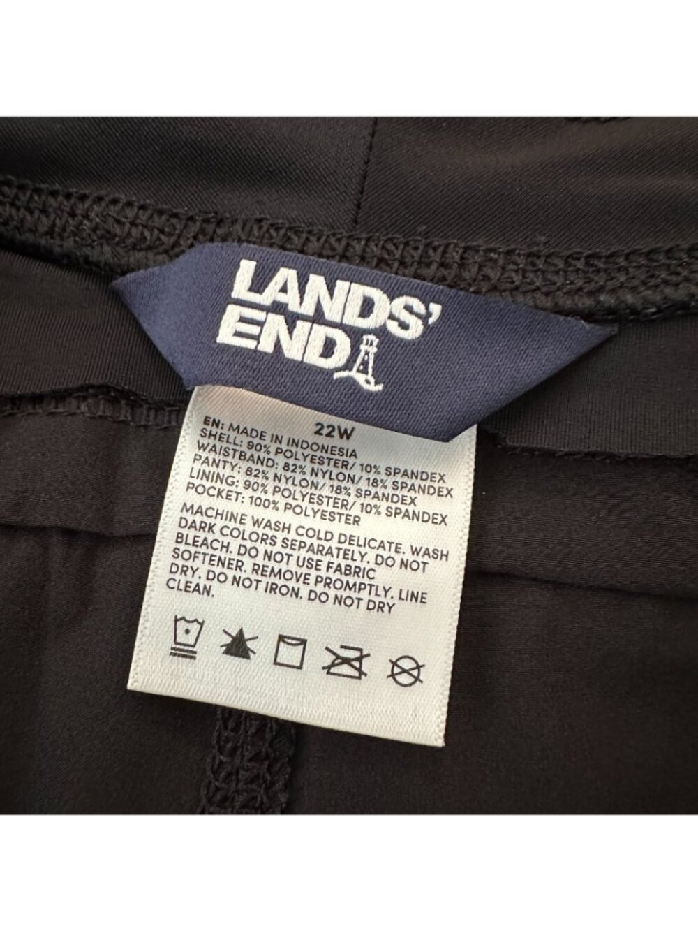 Lands' End Black Swim Shorts Bottoms Womens size 22W 22W W Swimsuit - Picture 2 of 3